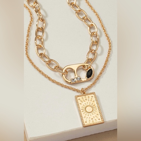 Sun and buckle double layer necklace - Picture 2 of 5